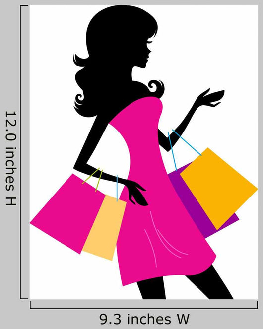 Woman Shopping Silhouette White Wall Decal