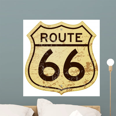 Rusty Route 66 shown on a wall
