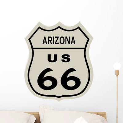 Route 66 Sign Arizona Wall Decal shown on a wall