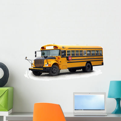 School Bus Wall Decal shown on a wall
