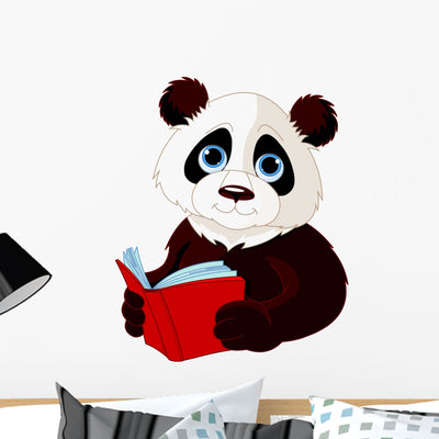 Panda Reading Book Wall Decal shown on a wall