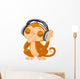 Cute Little Monkey Listening Music Wall Decal