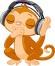 Cute Little Monkey Listening Music Wall Decal