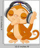Cute Little Monkey Listening Music Wall Decal