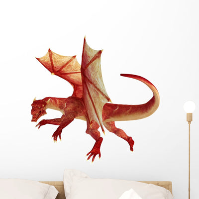 Red Dragon Flying shown on a wall