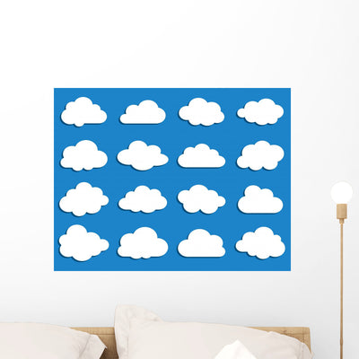 Collection Vector Clouds Wall Stickers shown on a wall