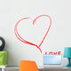 red crayon heart contour and the word LOVE Wall Mural