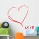 red crayon heart contour and the word LOVE Wall Mural