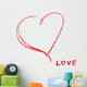 red crayon heart contour and the word LOVE Wall Mural