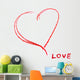 red crayon heart contour and the word LOVE Wall Mural