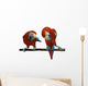 2 Scarlet Macaws Perched Wall Decal