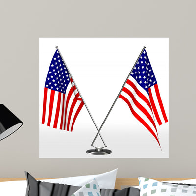 American Flag Wall Decal shown on a wall