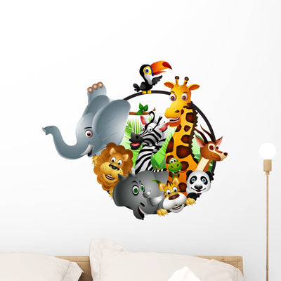 Funny Wild African Animal Wall Decal shown on a wall