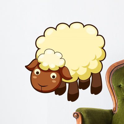Cute Sheep Vector Wall Decal shown on a wall