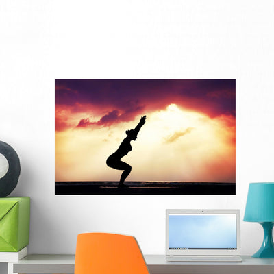 Yoga Silhouette Beach shown on a wall