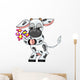 Vector Cow Holding Flowers Painting. Farm Animal Icon Wall Decal