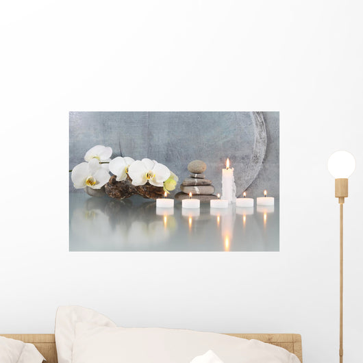 Still-life with candles and Orchideeenblüten Wall Mural
