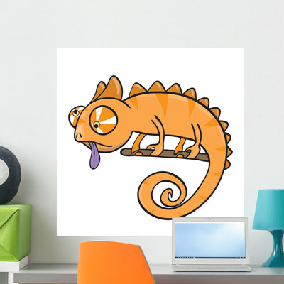 Chameleon shown on a wall