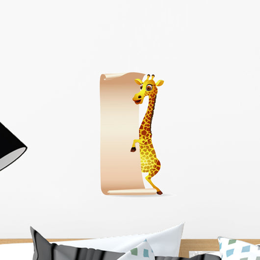 Giraffe with Blank Scroll Paper Wall Decal