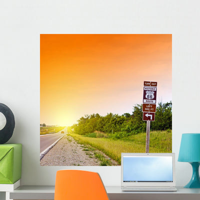 Route 66 shown on a wall