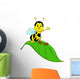 Happy Bee Sitting on Leaf Wall Decal