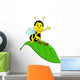 Happy Bee Sitting on Leaf Wall Decal