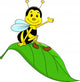 Happy Bee Sitting on Leaf Wall Decal