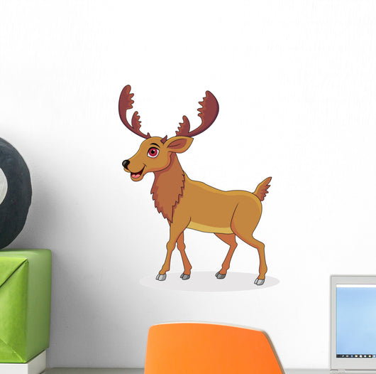Happy Moose Cartoon Wall Decal