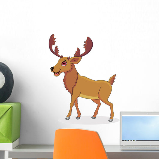 Happy Moose Cartoon Wall Decal