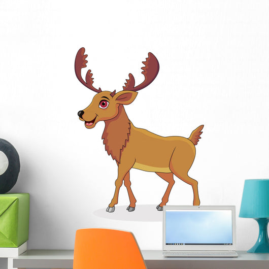 Happy Moose Cartoon Wall Decal