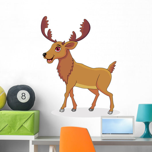 Happy Moose Cartoon Wall Decal