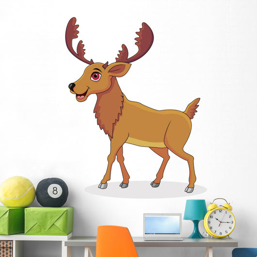 Happy Moose Cartoon Wall Decal