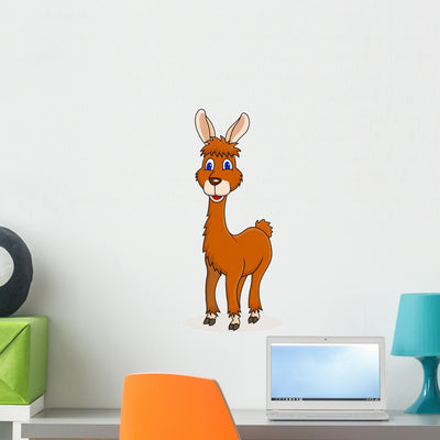 Happy Llama Carton Wall Decal shown on a wall