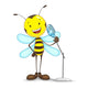 Vector Illustration of Bee Singing in Mike 