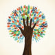 Isolated diversity tree hands Wall Decal