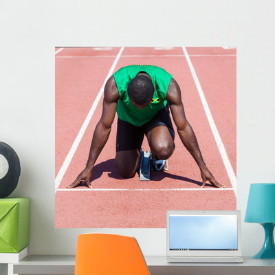 Male Track and Field Wall Mural shown on a wall