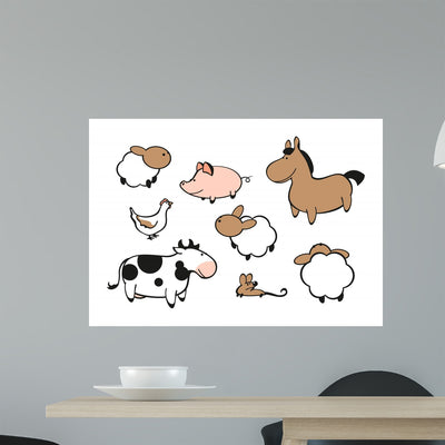 Farm Animals Wall Decal shown on a wall