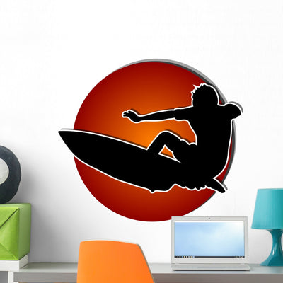 Surfer shown on a wall
