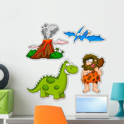 Caveman Prehistoric Age Wall Stickers shown on a wall