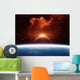 Solar System With Star and Red Nebula Wall Mural