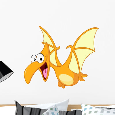 Pterodactyl Dinosaur Wall Decal shown on a wall