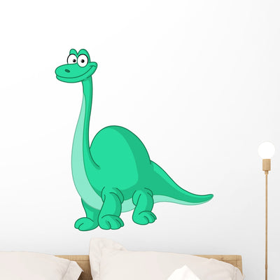 Brontosaurus Dinosaur Wall Decal shown on a wall