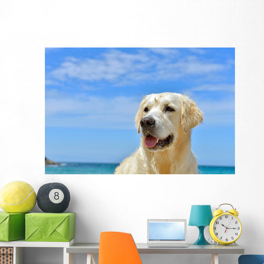 Dog Beach Golden Retriever Wall Mural