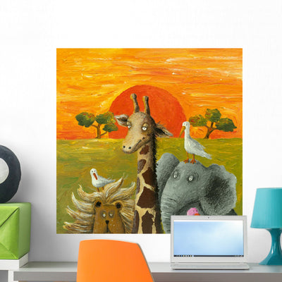 Animals African Savanna Wall Mural shown on a wall