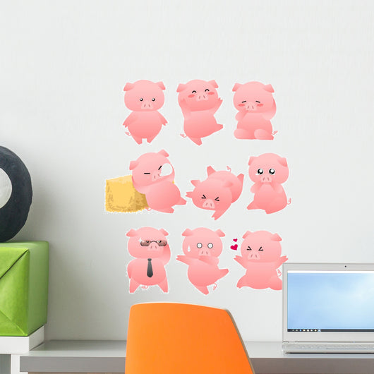 Funny Cartoon Pig Wall Stickers