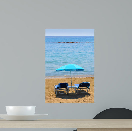 Blue Deckchairs under Parasol