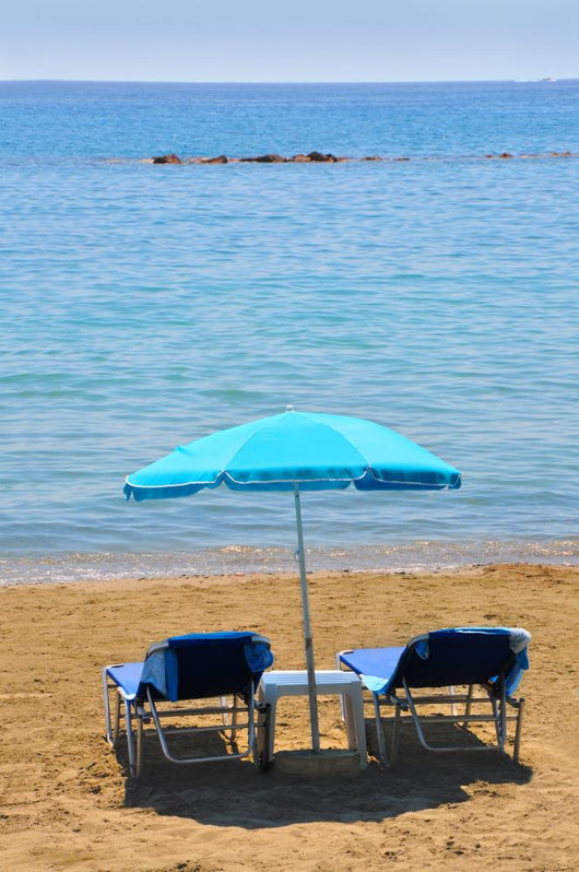 Blue Deckchairs under Parasol
