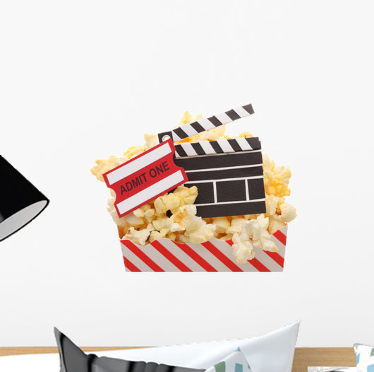 Popcorn, admission ticket and movie clapper Wall Decal