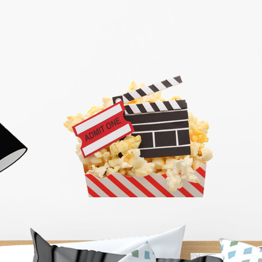 Popcorn, admission ticket and movie clapper Wall Decal