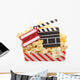 Popcorn, admission ticket and movie clapper Wall Decal